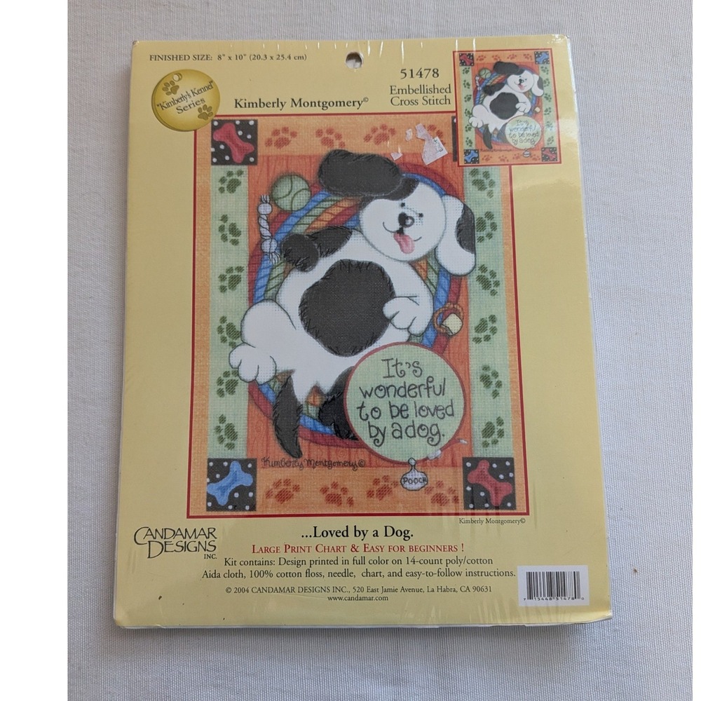 Candamar Cross Stitch Kit Unisex 8x10 Multi New Dog Kimberly Montgomery 51478